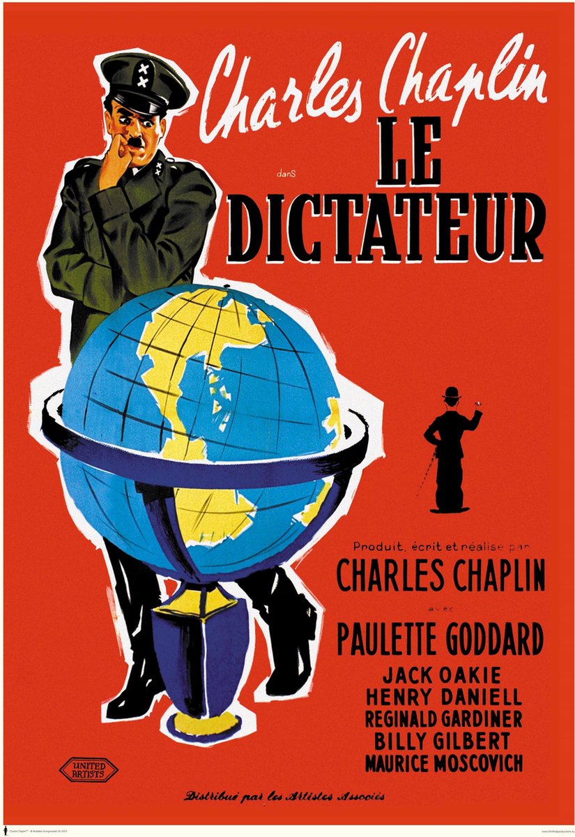 Posterpoint The Great Dictator poster - Charlie Chaplin - film - Hollywood - Retro - Humor - Komiek - Cinema - 70 x 100 cm muliticolor