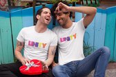 Chemise - Unity - Wurban Wear | Chemise drôle | Pride | T-shirt unisexe | Drapeau de Pride | Drapeau arc-en-ciel | LGBTQ | Maquillage | Gay | Amour | Blanc