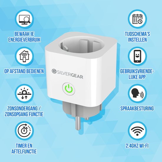 Silvergear Slimme WiFi Stekker - Timer, Schakelaar & Energiemeter x6