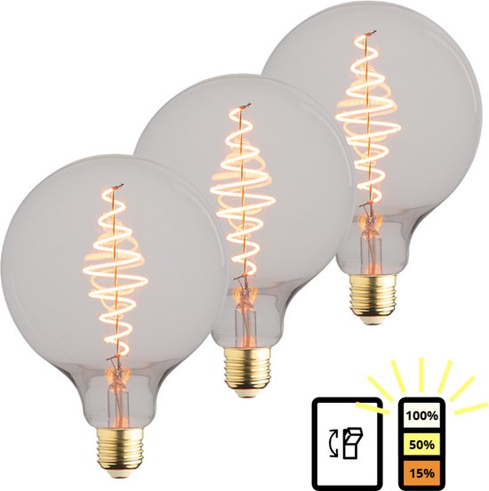 E27 LED Lamp - 3-pack - 3 staps dimbaar - 6 watt - 1800K extra warm
