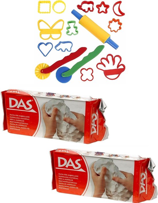 pack Anoniem bevel Speelgoed klei combi pakket van 2 kilo witte klei met 15-delige kleivormen  set -... | bol.com