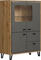 trendteam smart living Blanshe Highboard dressoir hoge kast commode, houtmateriaal, vilt donkergrijs/eiken Navarra, 98 x 138 x 42 cm