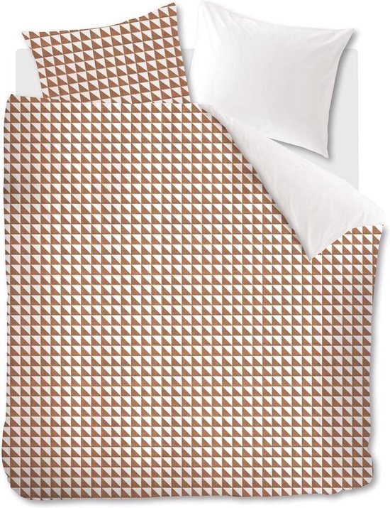 dekbedovertrek en coton doux Finn terra - lits jumeaux (240x200/220) - finement tissée et de haute qualité - élégante et intemporelle