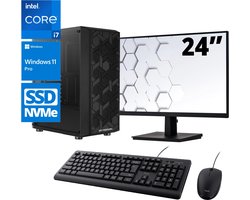 Intel Compleet Office PC Set – Intel Core i7 – 16GB RAM – 500GB SSD – 24 Inch Monitor – Windows 11 Pro – WiFi & Bluetooth – Inclusief Toetsenbord en Muis – Zakelijke Desktop
