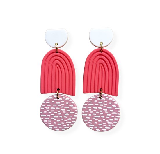 VILLA COCO Victoria - Roze oorbellen - Grote oorstekers - Dames oorhangers - Polymeer oorbellen - Statement oorbellen - Roze