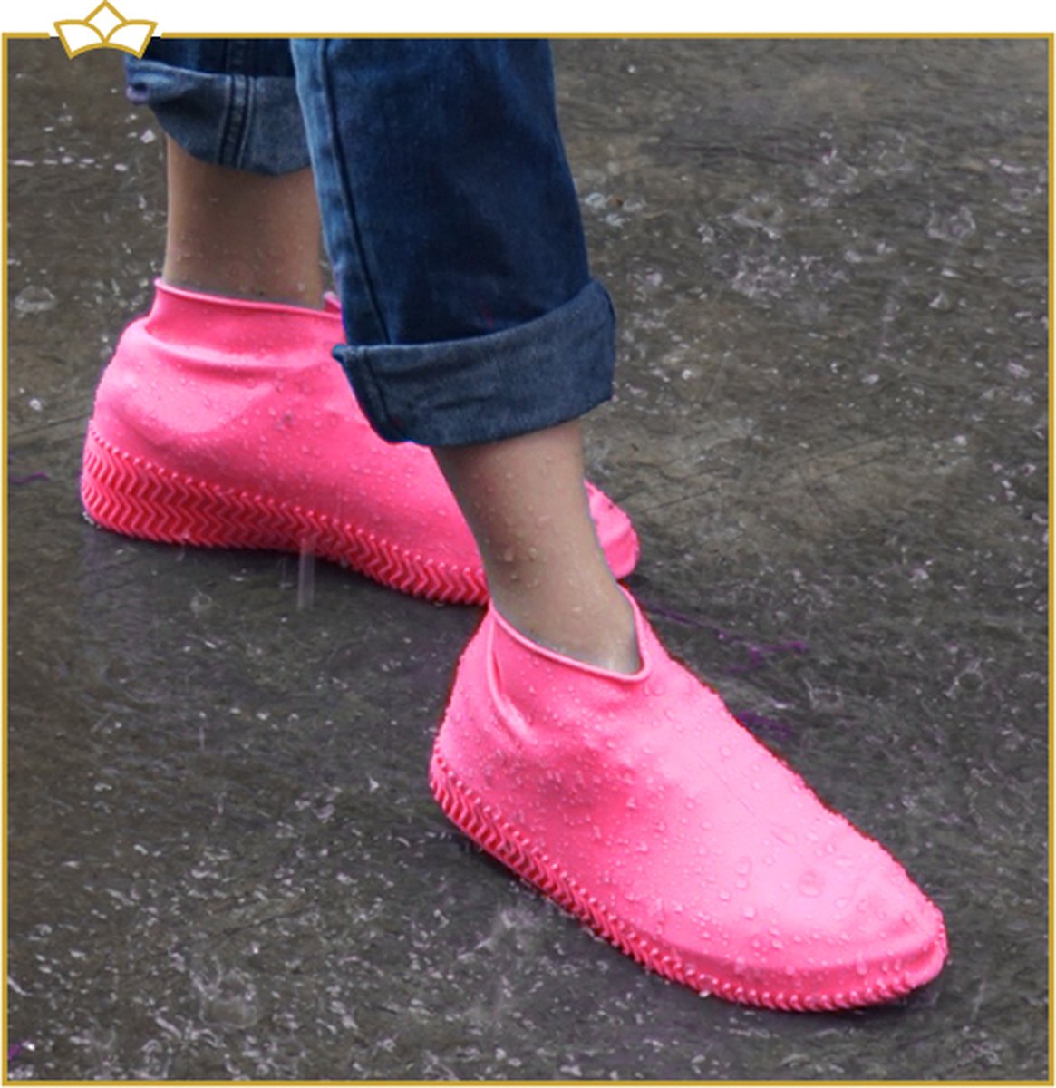 ATTREZZO® Siliconen regen overschoen – duurzaam - waterdicht en anti slip – Roze - maat 36-38