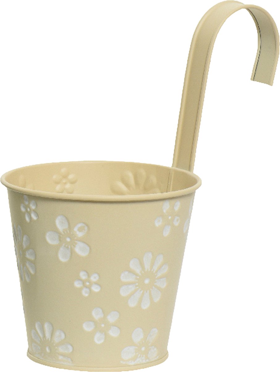 Decoris Bloempot ophangbaar - zink - 32 x 16 cm - creme