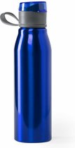 Aluminium waterfles/drinkfles/bidon/sportfles kleur metallic blauw - met schroefdop - 700 ml