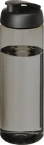 Sport bidon gerecycled kunststof - drinkfles - donkergrijs/zwart - 850 ml - Sportfles