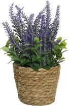 Everlands Lavendel kunstplant in plantenmand - paars - D12 x H26 cm