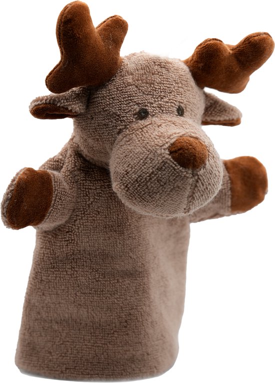 Foto: Knuffel handpop rendier bruin 25 cm