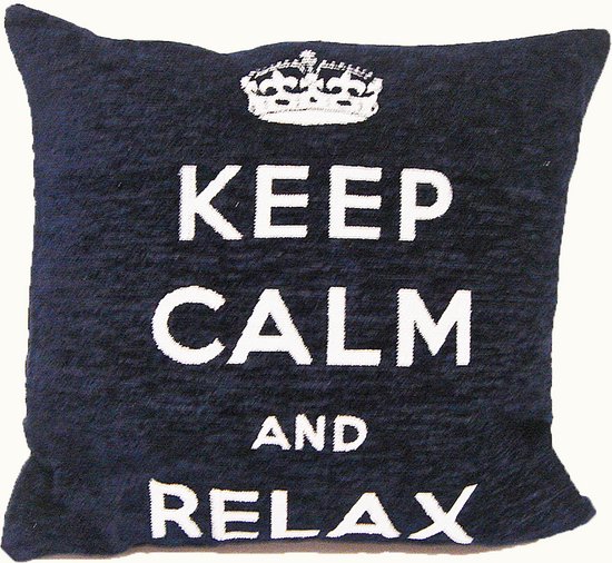 Keep calm and relax - Sierkussenhoes - 45x45 cm - Navy