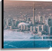 Canvas - Uitzicht op Stad en Zee - 60x60 cm Foto op Canvas Schilderij (Wanddecoratie op Canvas)