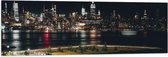 Vlag - Skyline in New York in de Nacht - 120x40 cm Foto op Polyester Vlag