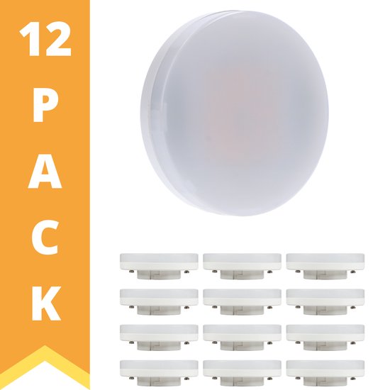 Lampe LED WarmDim GX53 - Lumière blanche chaude à intensité variable - 6W remplace 48W - 12PACK