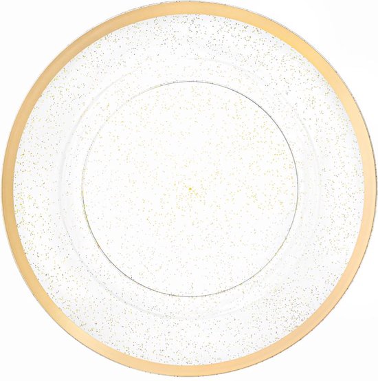 Decorline - Set de 4 assiettes en plastique réutilisables de Premium - Or Goud .