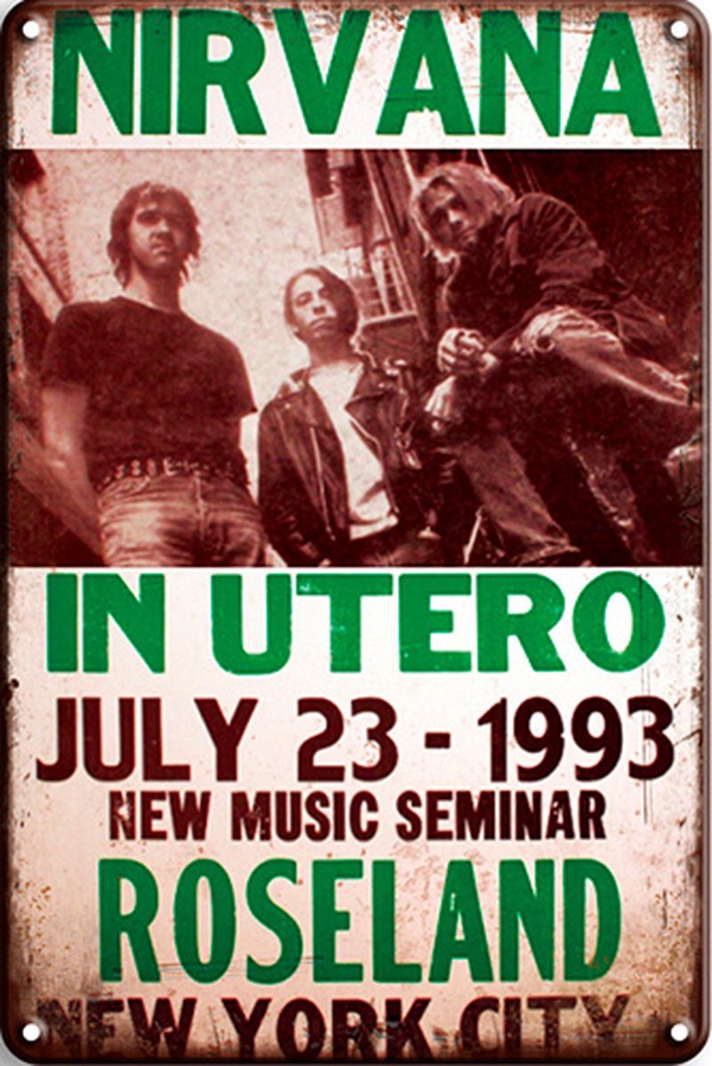 Signs-USA Concert Sign - metaal - Nirvana - 1993 Roseland New York - 30x40 cm Multi-coloured