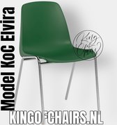 King of Chairs model KoC Elvira groen met verchroomd onderstel. Kantinestoel stapelstoel kuipstoel vergaderstoel tuinstoel kantine stoel stapel stoel tuin stoel  kantinestoelen stapelstoelen kuipstoelen stapelbare keukenstoel Helene eetkamerstoel