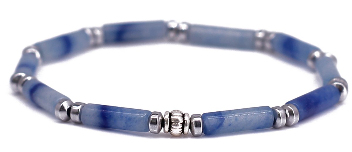 Fortuna Beads – Italia Aventurijn – Kralen Armband – Heren & Dames – Licht Blauw – 16,5cm
