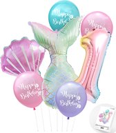 Cijfer ballon 1 - Zeemeermin - Mermaid - Meermin - Ballonnen Pakket - Kinderfeestje - Helium Ballonnen - Snoes
