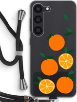 Case Company® - Hoesje met koord geschikt voor Samsung Galaxy S23 hoesje met Koord - Will you be my clementine - Telefoonhoesje met Zwart Koord - Bescherming aan alle Kanten en Over de Schermrand