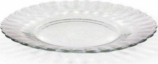Verre Duralex Paris, diamètre 20,5 cm, bordure ondulée côtelée.