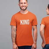 Oranje Koningsdag T-Shirt King Queen (HEREN - MAAT XXL) | Oranje Kleding | WK Feestkleding
