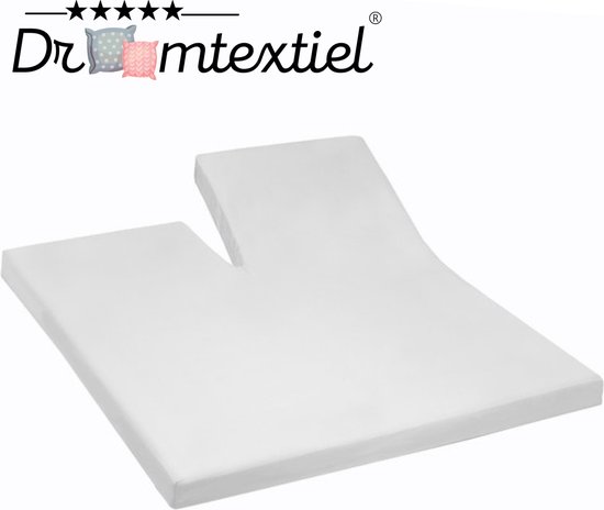 Droomtextiel Luxe Split-Topper Hoeslaken Katoen-Satijn - 180x200 cm Wit - Hoogwaardige Kwaliteit - Super Zacht