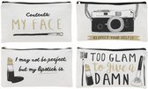 CGB GIFTWARE let’s make up Set of 4 Cosmetics Wash Bag Travel Work Perfect Lipstick My Face Glam