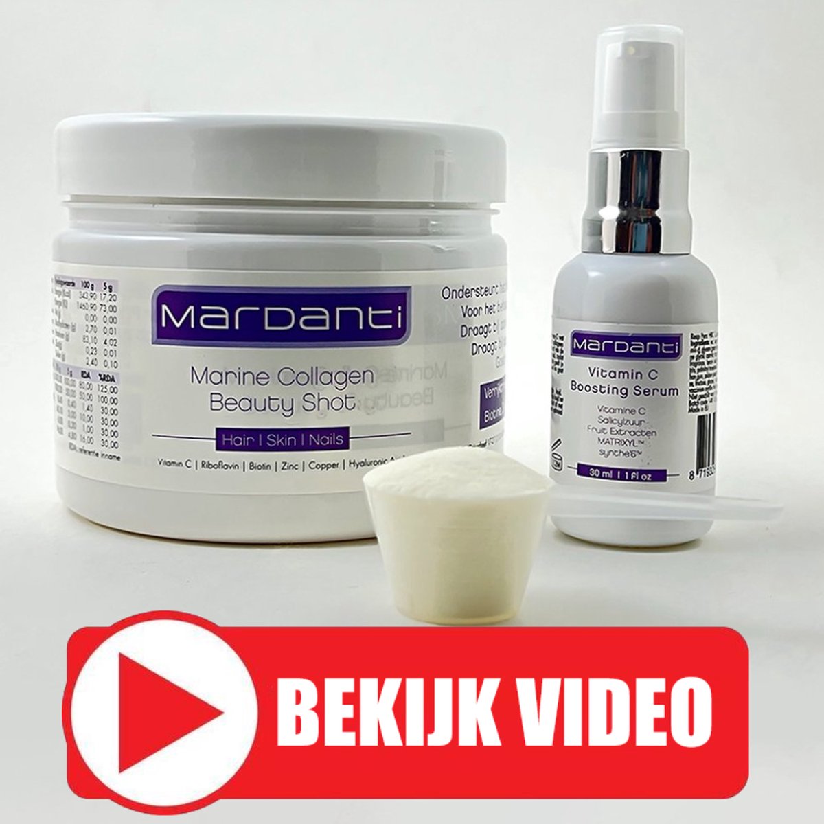 Mardanti Collageen en Vitamine C Serum | Voordeelbundel | Bevordert de productie van collageen | Helpt om de conditie van de huid te verbeteren | 20% Vitamine C voor een ultieme collageen boost | 30 ML