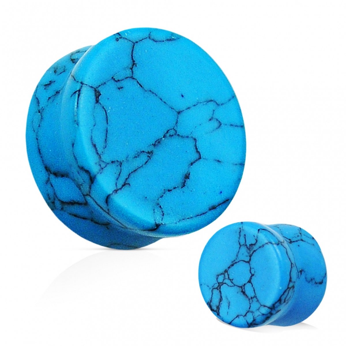 Turquoise Semi Precious Stone Solid Saddle Fit Plug - 5 mm ©LMPiercings
