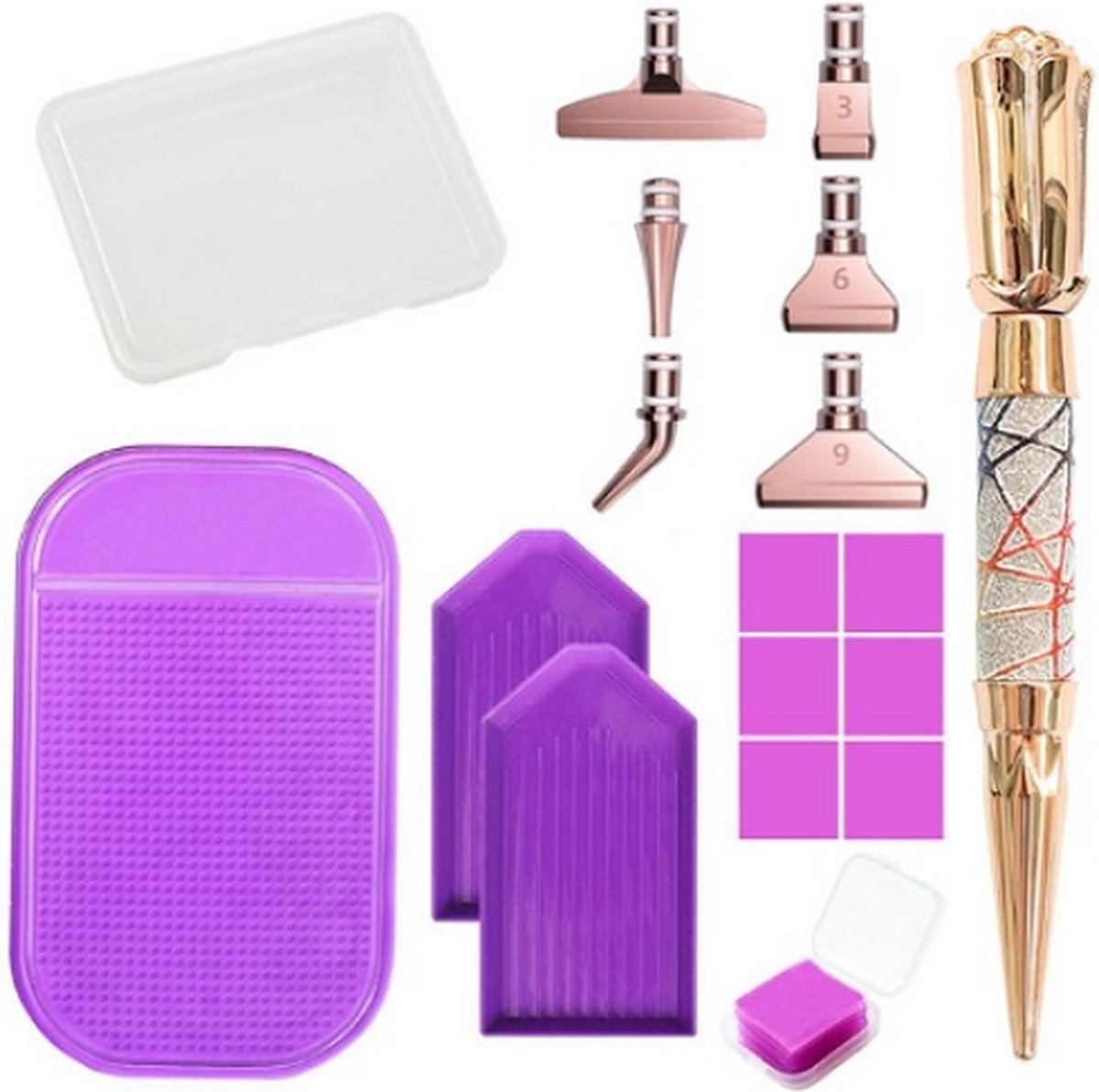 Diamond Painting Toolkit Rose Gold 03 met kleefmatje en opzetstukjes