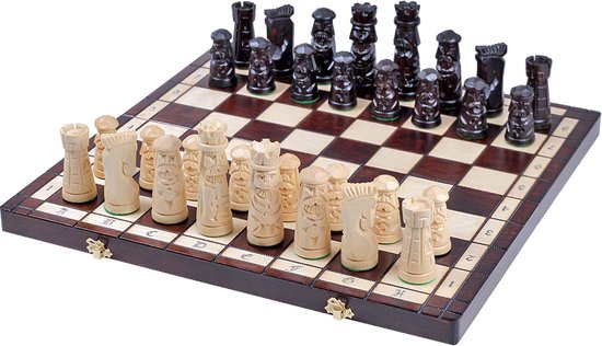 Afbeelding van het spel Muminek schaakset - Opklapbaar Decoratieve Schaakbord met Schaakstukken - Koning 100mm - Schaakbord 500x250