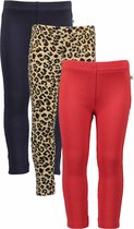 Blue Seven BIO BASICS SET (3stuks) Leggings Blauw, Panter en Rood - Maat 116