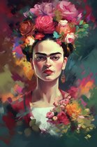 Affiche Frida Kahlo - Portrait abstrait - Affiche Vintage - Décoration murale - Vintage - 51x71 - Convient pour l'encadrement