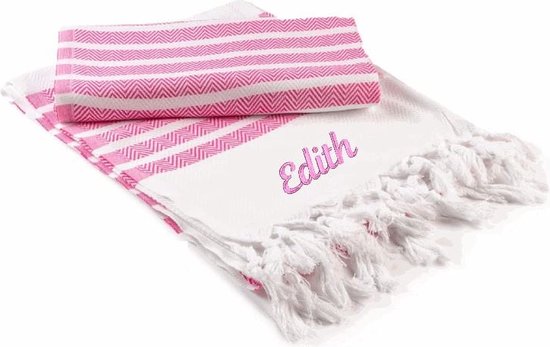 Haman handdoek roze met geborduurde naam