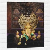 Muursticker - Ganesha Beeld in Hindoeïstische Tempel - 60x80 cm Foto op Muursticker