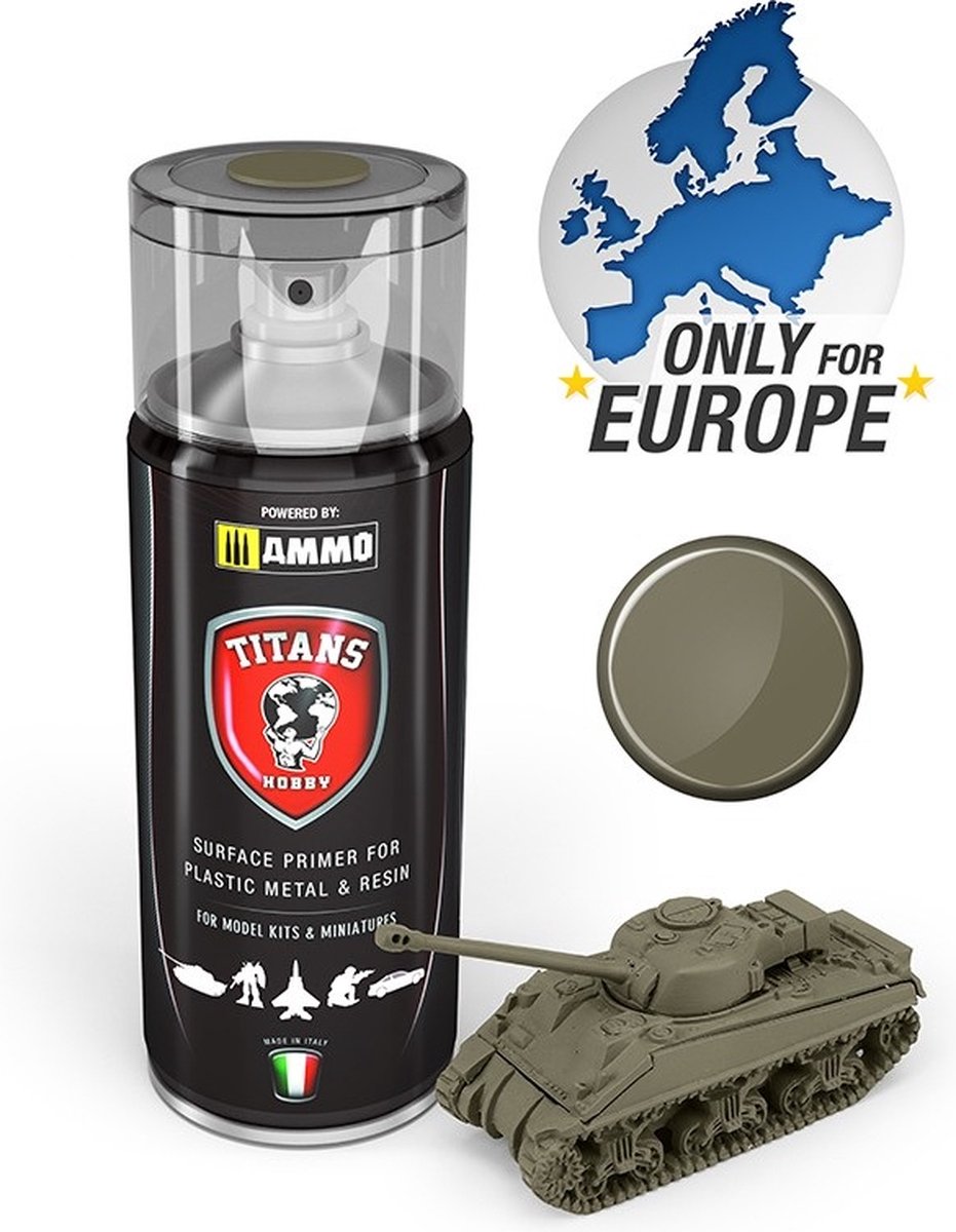 AMMO by Mig Jimenez Hobbyverf Acrylverf - MIG TTH120 Titans Hobby US Olive Drab - Primer - Matt - Acryl Spray - Verf spuitbus - 400 ml