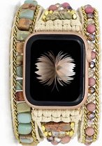 Apple Watch bohemian horloge bandje 38/40/41 mm crème Kralen Wikkelband Ibiza stijl