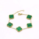 EHHbeauty - Bracelet de Luxe - Acier inoxydable - Trèfle vert 5 pièces - 21 CM - Cadeau - Accessoires de vêtements pour bébé