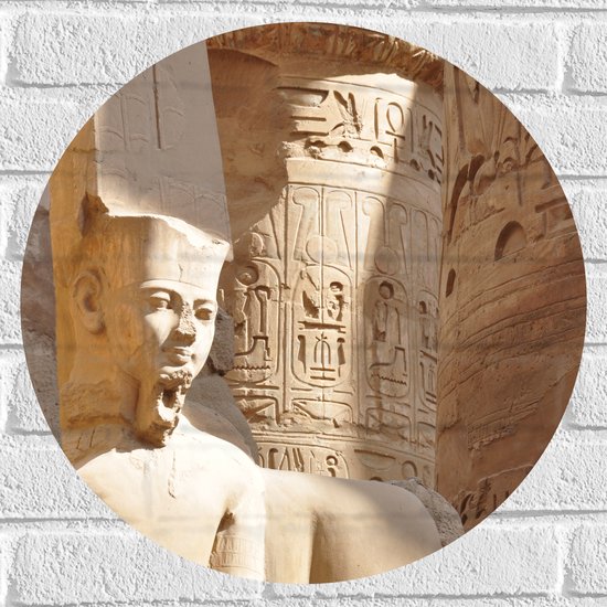 Muursticker Cirkel - Beelden en Hiëroglieven in Egypte - 50x50 cm Foto op Muursticker