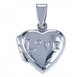 Hetty'S - Zilver medaillon - model hart - met tekst love - ruimte voor 2 foto's