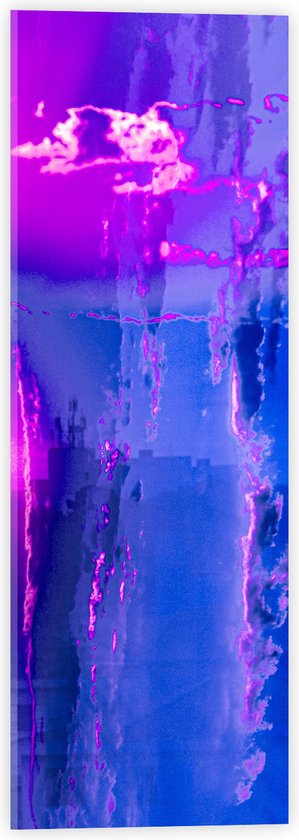 Acrylglas - Schilderij met Gebouwen en Paars met Blauwe Effecten - 20x60 cm Foto op Acrylglas (Wanddecoratie op Acrylaat)