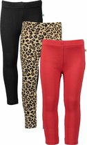 Blue Seven BIO BASICS SET (3stuks) Leggings Zwart, Panter en Rood - Maat 110