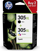 HP 305XL - High Yield Tri-color/Black Original Ink Cartridge -  2-Pack