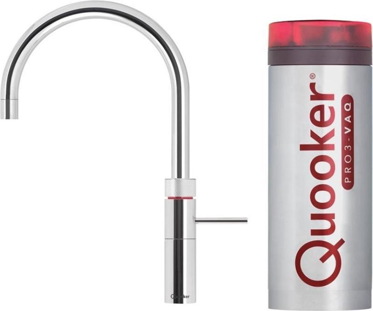 Quooker Fusion Round Kokendwaterkraan - C uitloop -  PRO3 VAQ Reservoir - RVS