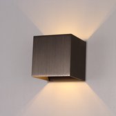 Wandlamp Kubus Brons - 12x12x12cm - 1x G9 LED 3,5W 2700K 350lm - IP20 - Dimbaar > wandlamp brons | wandlamp binnen brons | wandlamp hal brons | wandlamp woonkamer brons | wandlamp slaapkamer brons | led lamp brons | sfeer lamp brons | up and down