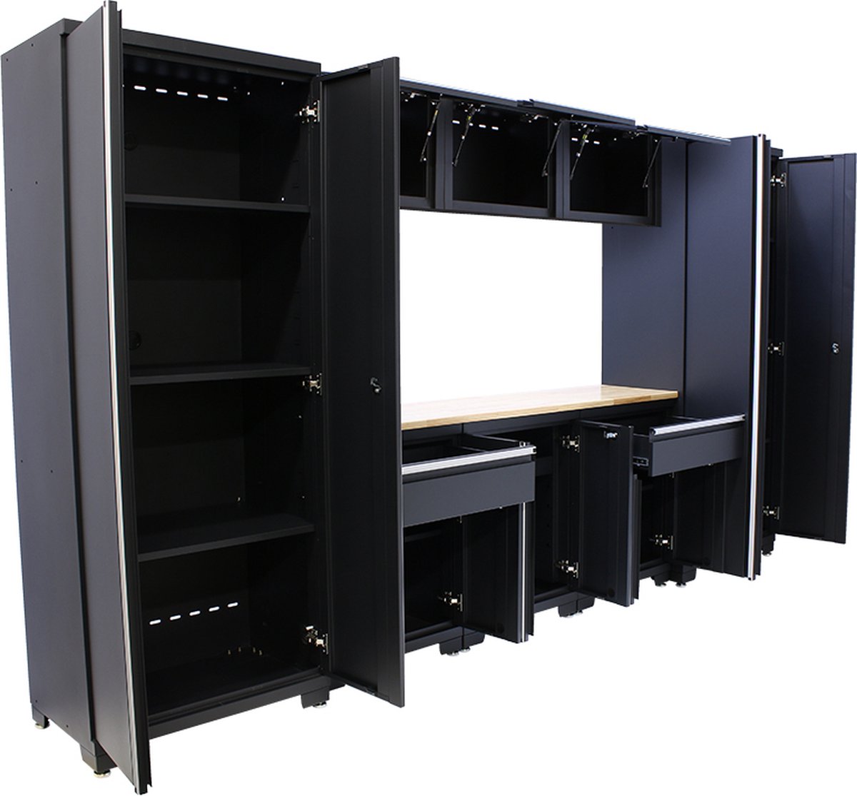 Högert Technik - Werkplaatswagen met 3 etages | Draagvermogen: 110 kg | Met 4 wielen van pvc | 3 niveaus met een oppervlak van 730 x 384 x 80 mm | Gereedschapskasten