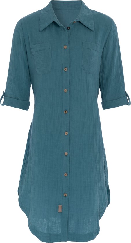 Knit Factory Kim Robe chemise pour femme - Robe d'été - Robe - Laurel - XL - 100% coton biologique - Longueur genou