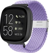 Strap-it Smartwatch bandje - Verstelbaar gevlochten nylon bandje - geschikt voor Fitbit Versa 3 / Fitbit Sense - lichtpaars